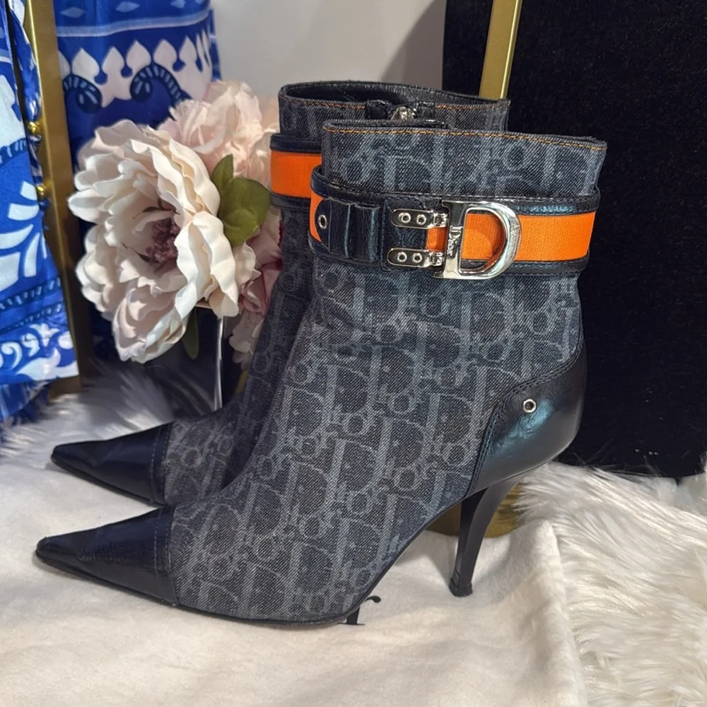 Christian Dior Diorissimo Pattern Denim Sock Boots - Picture 2 of 10